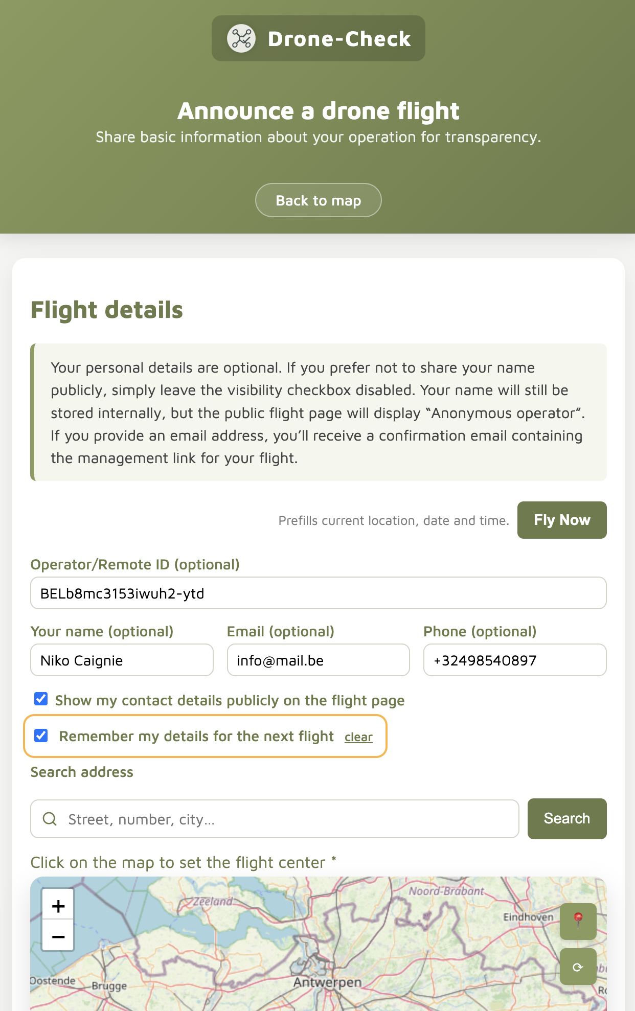 Announce Flight mobile responsive interface